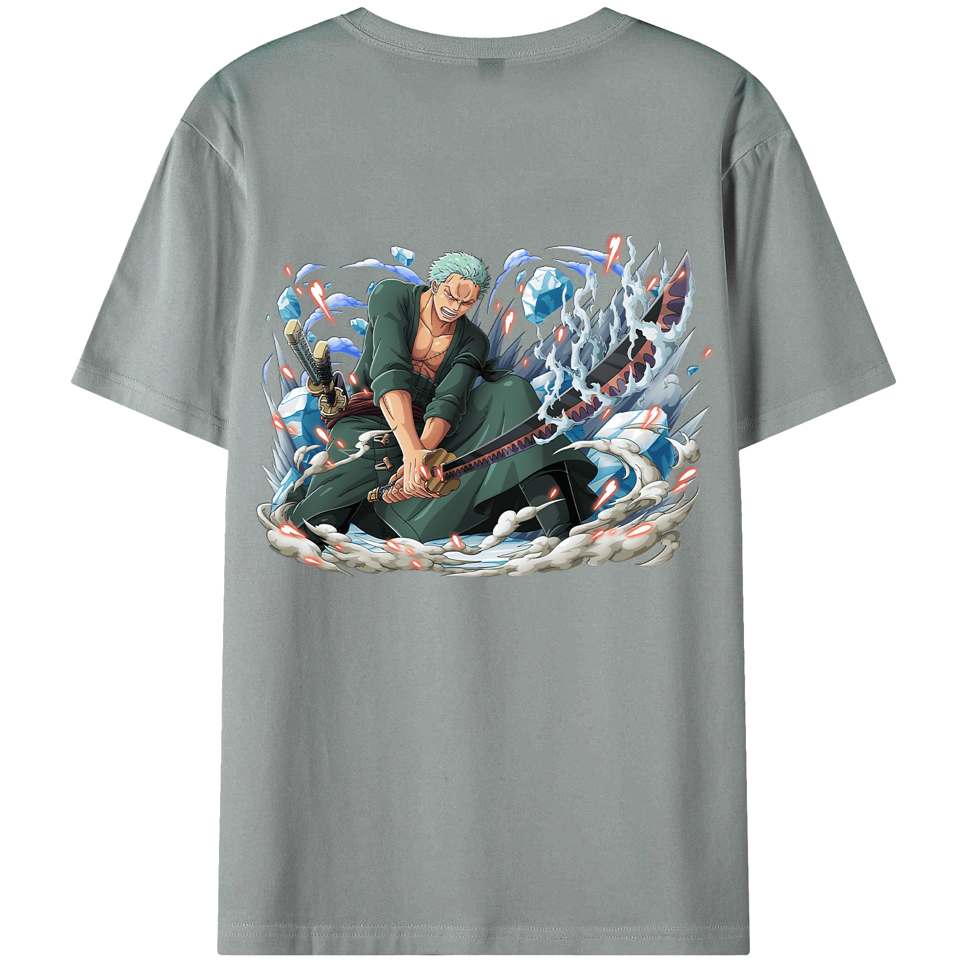 ワンピース ロロノア・ゾロ ONE PIECE Roronoa Zoro 綿100％ メンズ半袖Tシャツ（バックプリント） 通気性